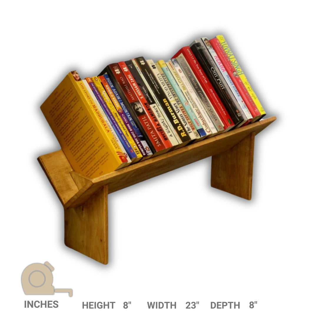 Book Rack -  Handcrafted Wooden Rack with Top Standing Organizer - Stylish & Dust Proof