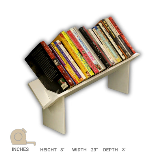 Book Rack -  Handcrafted Wooden Rack with Top Standing Organizer - Stylish & Dust Proof (Stock)