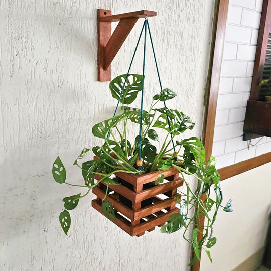 Wall Mounted Planter Stand -  Handcrafted with Single Plant Holder Stand - Square Shaped Planter For Indoor Plant Pots Stock