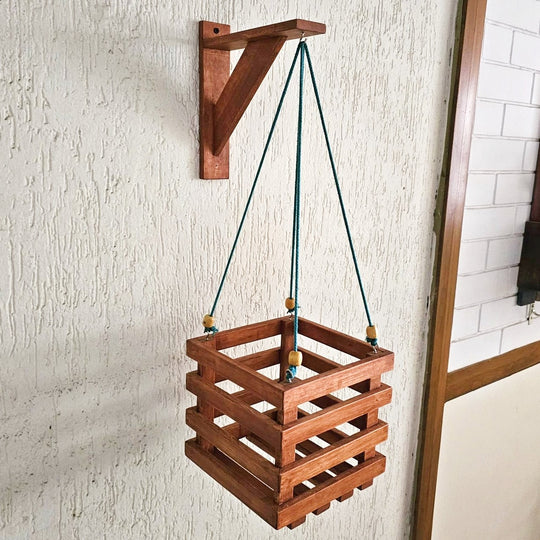 Wall Mounted Planter Stand -  Handcrafted with Single Plant Holder Stand - Square Shaped Planter For Indoor Plant Pots Stock