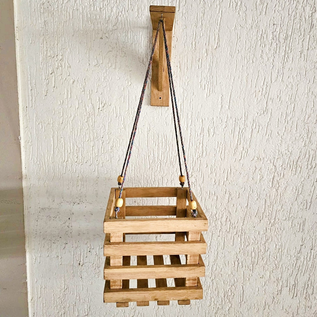 Wall Mounted Planter Stand -  Handcrafted with Single Plant Holder Stand - Square Shaped Planter For Indoor Plant Pots Stock