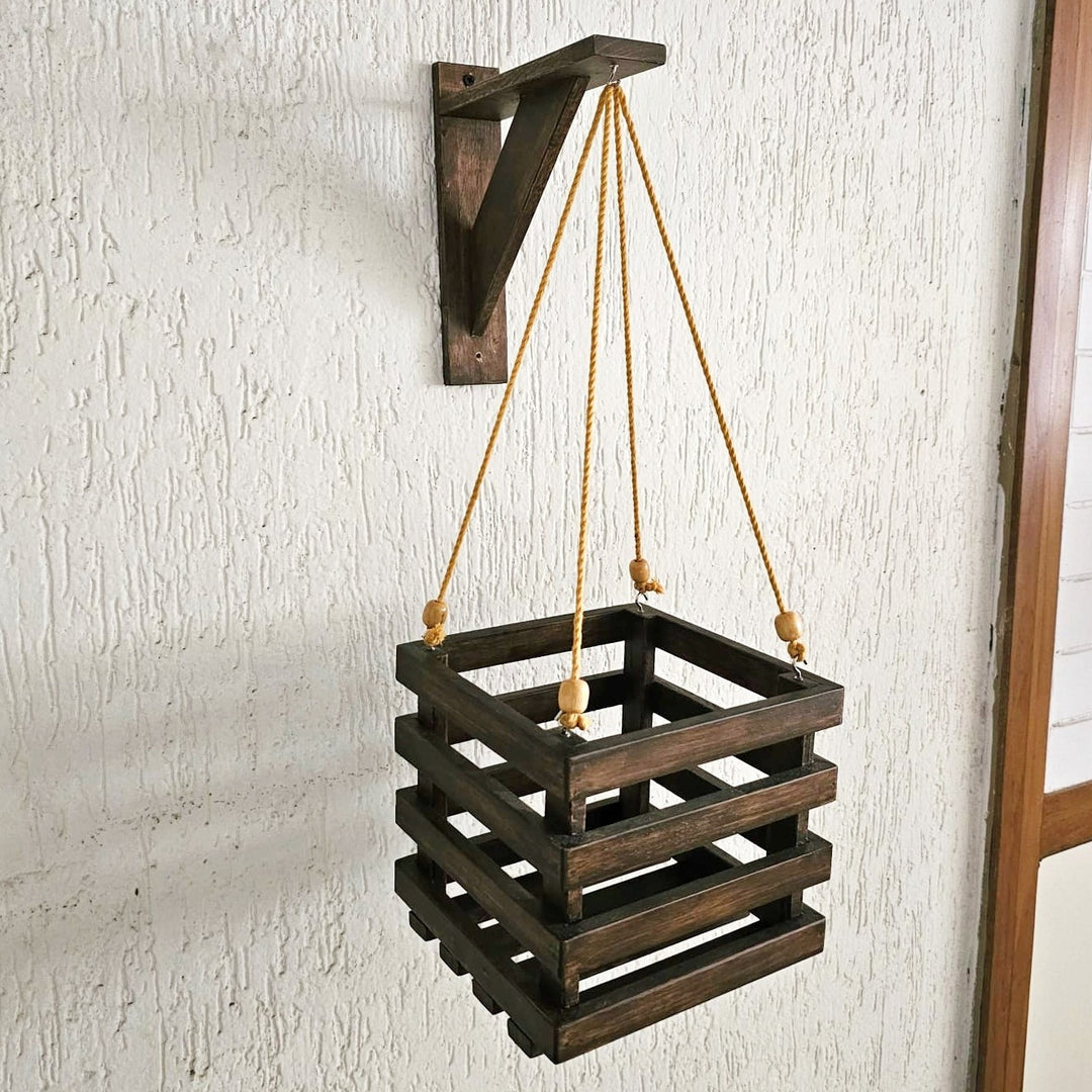 Wall Mounted Planter Stand -  Handcrafted with Single Plant Holder Stand - Square Shaped Planter For Indoor Plant Pots Stock