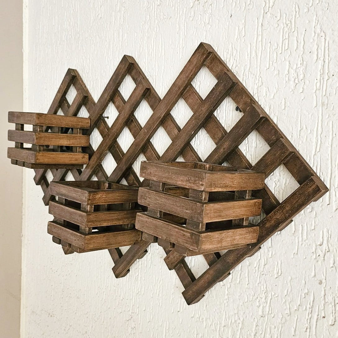 Wall Mounted Planter Stand -  Handcrafted with 3 Plant Holder Stand - For Indoor Plant Pots Stock