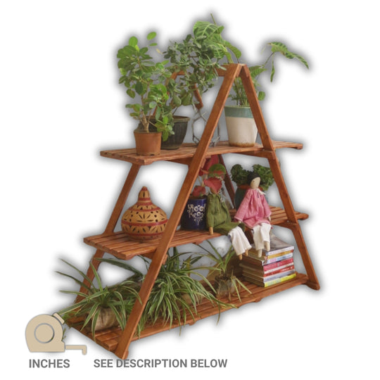 Wooden Floor Standing Planter - Handcrafted Stand For Multiple Use - Spacious & Foldable Stand