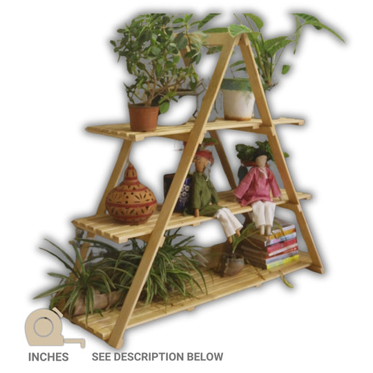 Wooden Floor Standing Planter - Handcrafted Stand For Multiple Use - Spacious & Foldable Stand