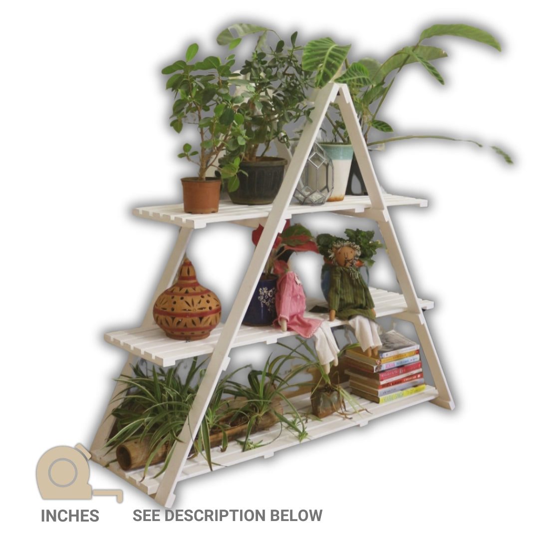 Wooden Floor Standing Planter - Handcrafted Stand For Multiple Use - Spacious & Foldable Stand