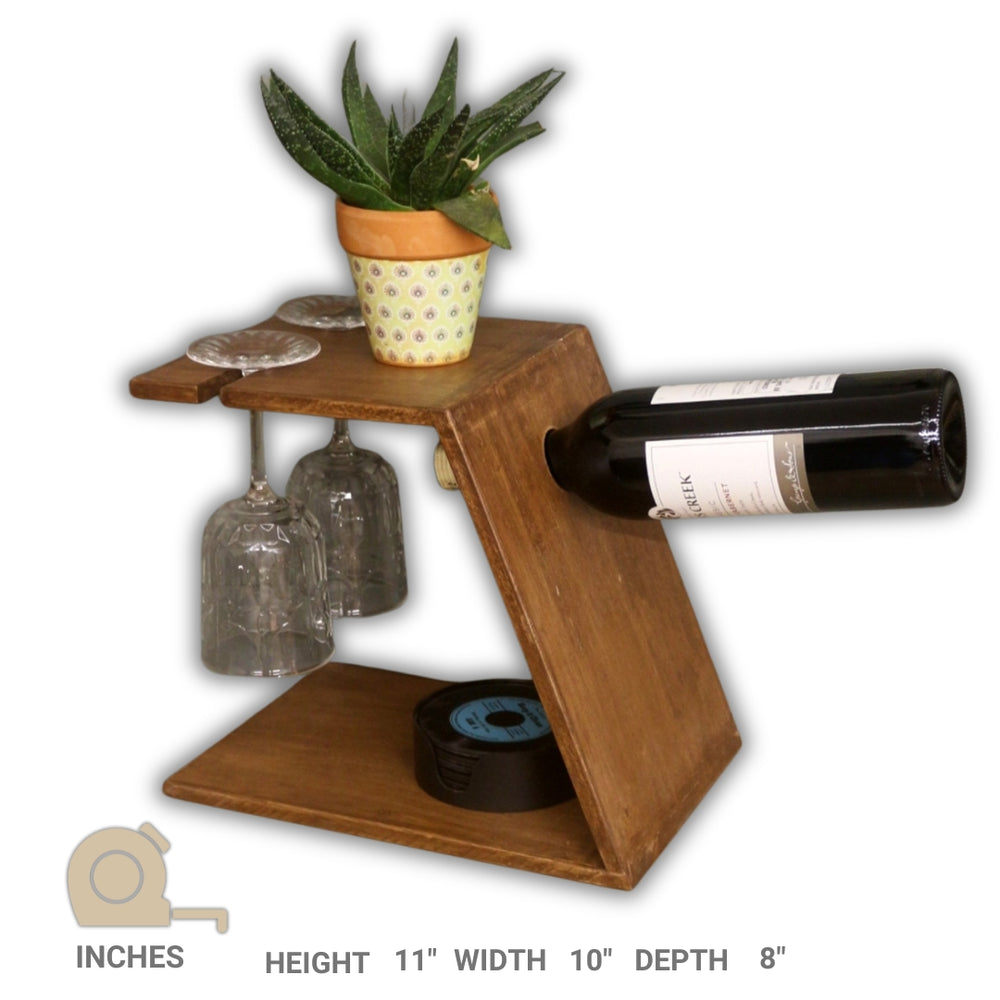 Wine and Glass Holder - Space-Saving Wine Storage for Home Bars and Kitchens (Stock)