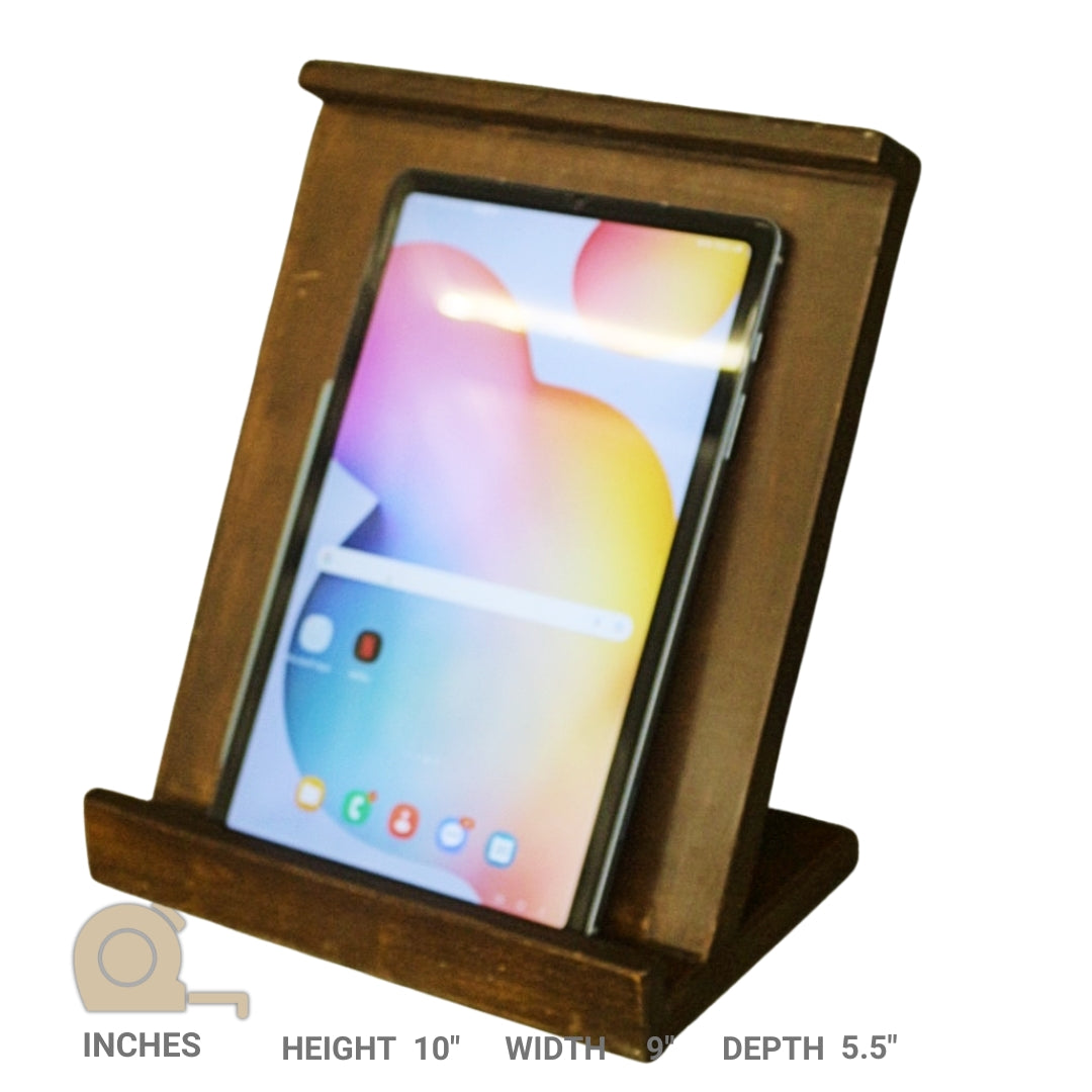 Tablet Stand - Wooden Handcrafted Stand for Mobile / Tablet - 10" x 9" x 5.5"