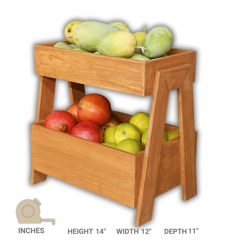 2 Tier Veg & Fruit Basket - For Kitchen and Dining - Perfect for Storing Fruits, Vegetables, and Kitchen Essentials (Stock)