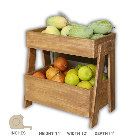 2 Tier Veg & Fruit Basket - For Kitchen and Dining - Perfect for Storing Fruits, Vegetables, and Kitchen Essentials