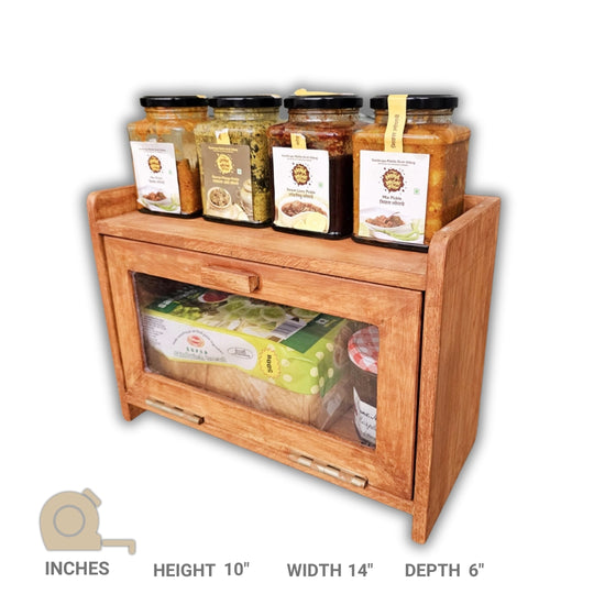 Bread Box for Dining and Kitchen - Wooden Container for Storage and Organizing