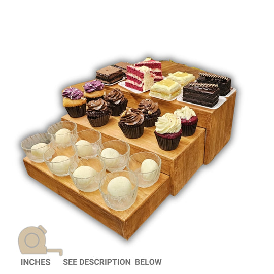 Cake and Dessert Stand - 3 Step Stand For Cake and Dessert - Handcrafted with Rubberwood (Stock)