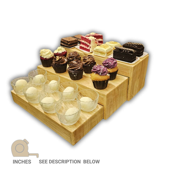 Cake and Dessert Stand - 3 Step Stand For Cake and Dessert - Handcrafted with Rubberwood (Stock)