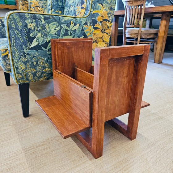 Wooden Side Table with Built-in Bar Cabinet - Handmade & Spacious Table for Living Room