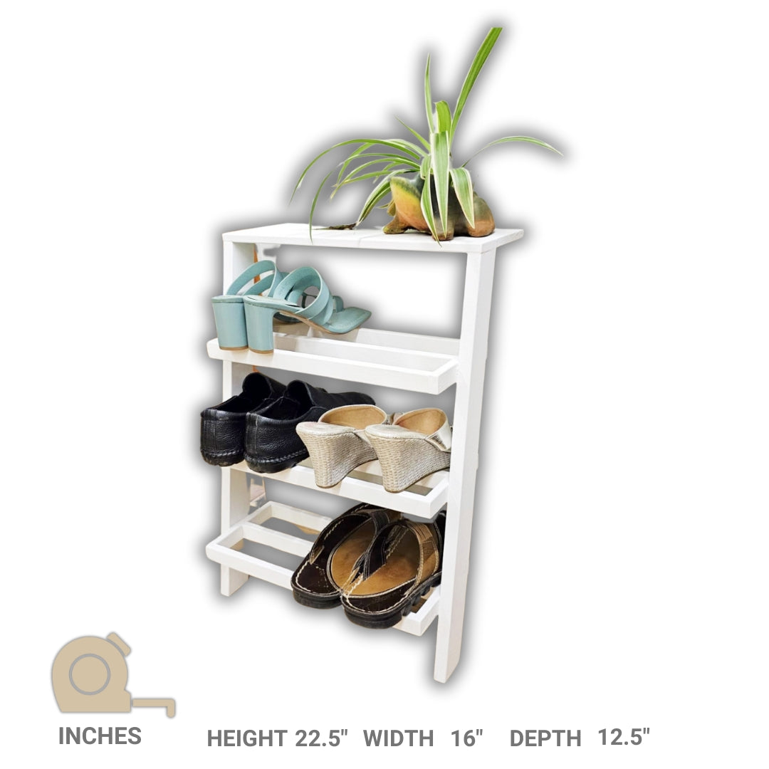 Shoe Rack with 3 Shelves- Wooden Rack with Display Organizer - Handcrafted and Durable (Stock)