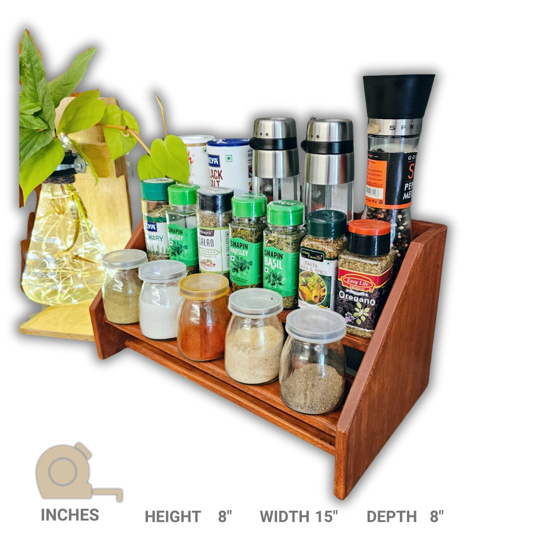 Spice Bottle Stand for Kitchen Counter- 3 Step Shelf Pantry- Portable Organizer (Stock)