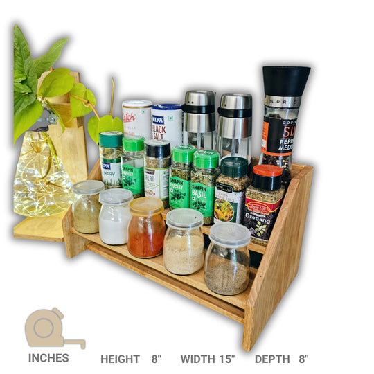 Spice Bottle Stand for Kitchen Counter- 3 Step Shelf Pantry- Portable Organizer (Stock)