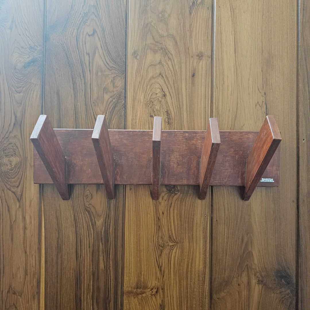 Multi Purpose Cloth Hanger - Medium Size - Wooden Hanger Perfect for Bathroom and Room Doors - Lightweight, Rubberwood (Stock)