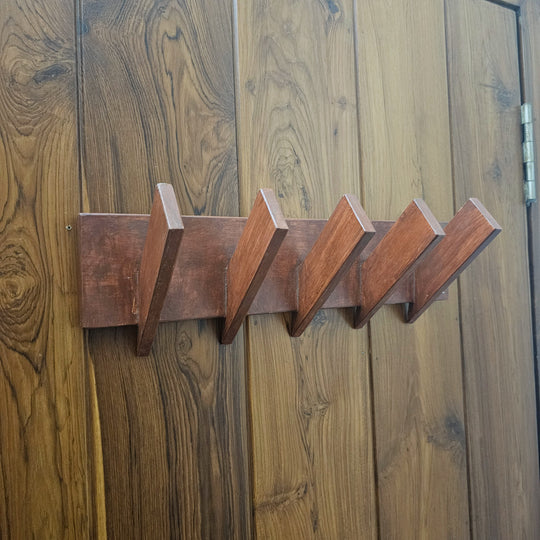 Multi Purpose Cloth Hanger - Medium Size - Wooden Hanger Perfect for Bathroom and Room Doors - Lightweight, Rubberwood