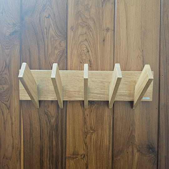 Multi Purpose Cloth Hanger - Medium Size - Wooden Hanger Perfect for Bathroom and Room Doors - Lightweight, Rubberwood