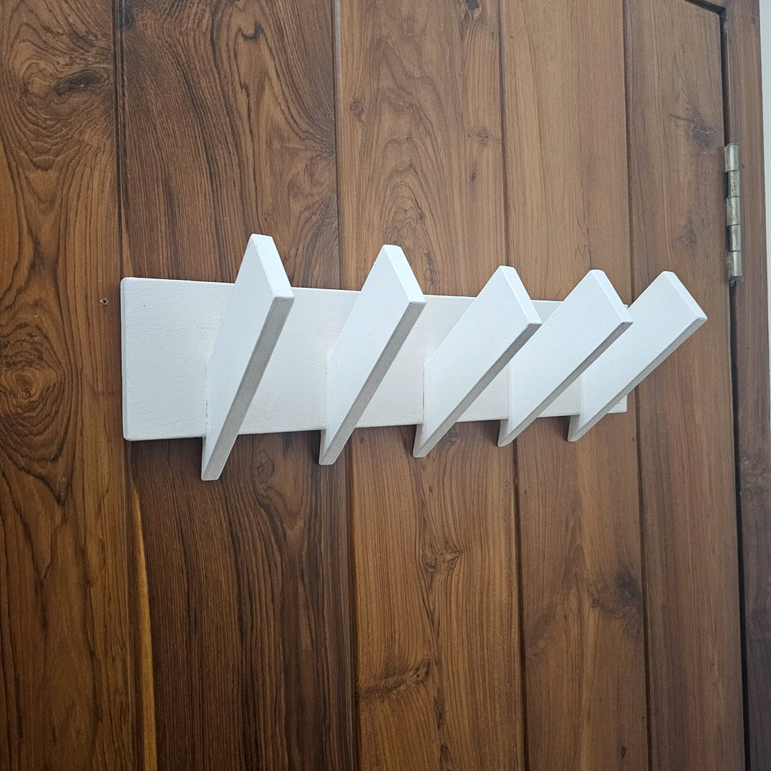 Multi Purpose Cloth Hanger - Medium Size - Wooden Hanger Perfect for Bathroom and Room Doors - Lightweight, Rubberwood (Stock)