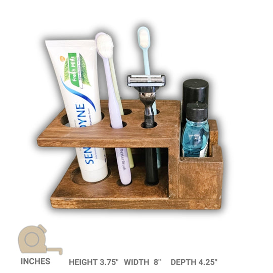 Tooth Brush Holder - Slim Hand Crafted Toothbrush Stand for Bathroom - Small and Compact Design