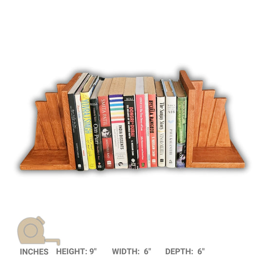 Wooden Book Ends - Book Holders Stand Case & Table Organizer - Set of 2 Ends - Classic And Dust Proof