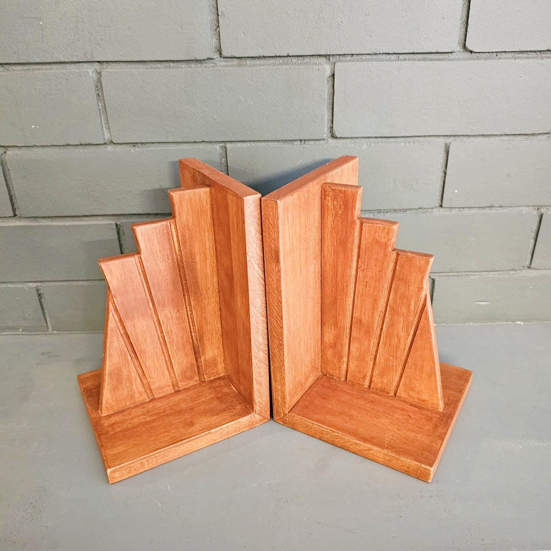 Wooden Book Ends - Book Holders Stand Case & Table Organizer - Set of 2 Ends - Classic And Dust Proof