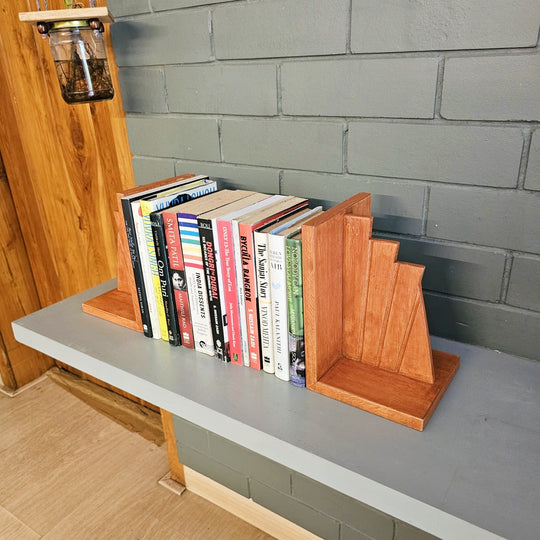 Wooden Book Ends - Book Holders Stand Case & Table Organizer - Set of 2 Ends - Classic And Dust Proof