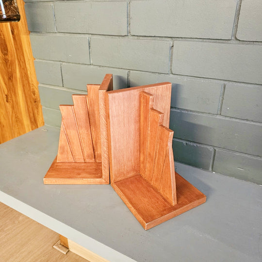 Wooden Book Ends - Book Holders Stand Case & Table Organizer - Set of 2 Ends - Classic And Dust Proof