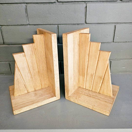 Wooden Book Ends - Book Holders Stand Case & Table Organizer - Set of 2 Ends - Classic And Dust Proof