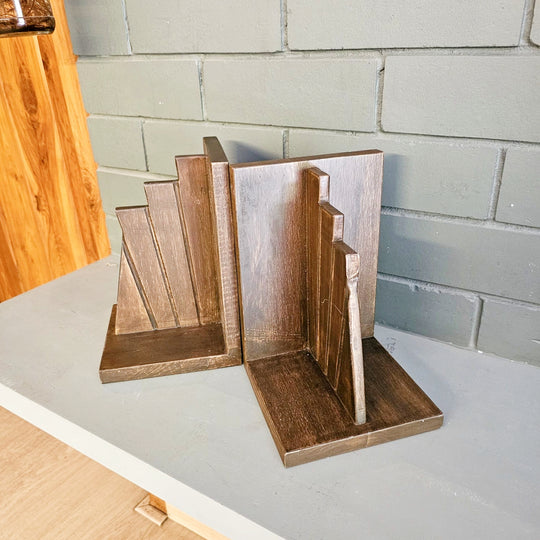 Wooden Book Ends - Book Holders Stand Case & Table Organizer - Set of 2 Ends - Classic And Dust Proof