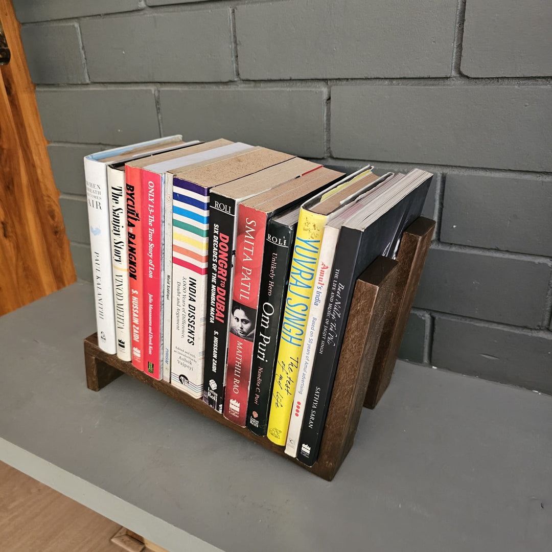 Wooden tabletop Book Shelves - Handcrafted with Rubberwood - Home Decor Piece - Small Book Stand