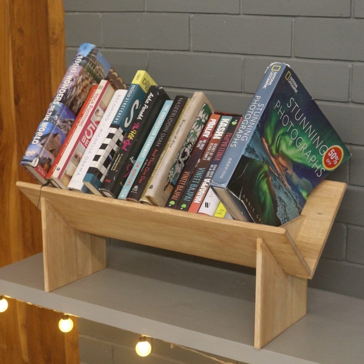Barish Book Rack (Table Top) For Larger Books Rubberwood BH0141RW Best Home Decor Handcrafted