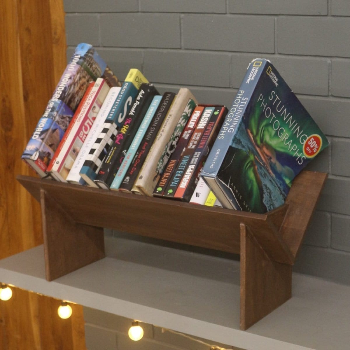 Barish Book Rack (Table Top) For Larger Books Walnut BH0141WT Best Home Decor Handcrafted