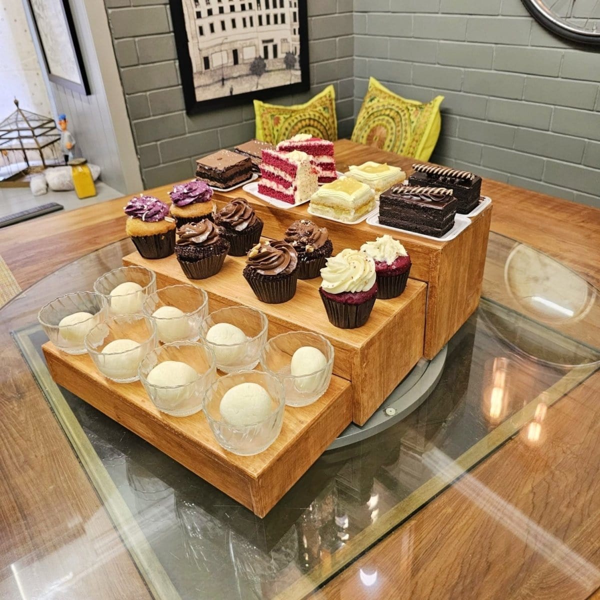 Barish Cake/Dessert Display Riser Stand Firewood BH0161FW Best Home Decor Handcrafted