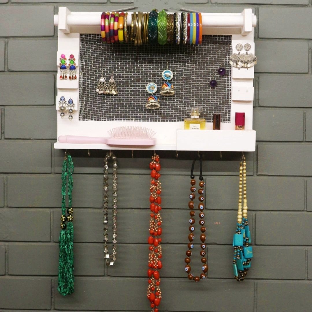 <img src="jewelry-organizer.jpg" alt="Wooden jewelry organizer by Barish Home Decor, designed to store and display jewelry in a stylish and organized way.">