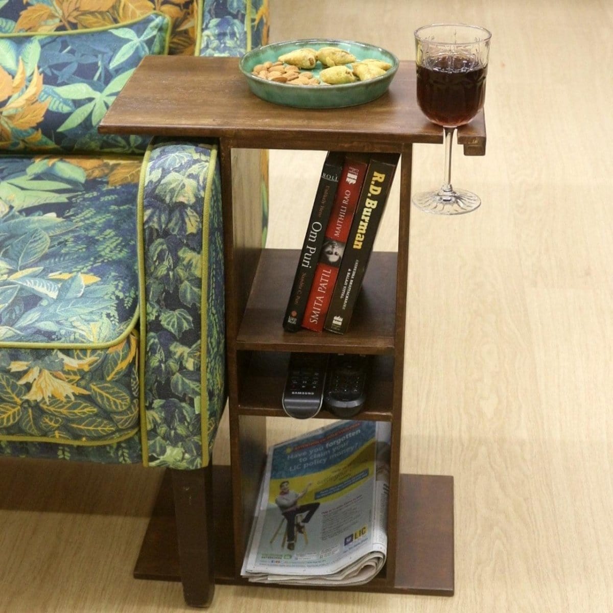 Barish Sofa Side Table Walnut BH0005WT Best Home Decor Handcrafted
