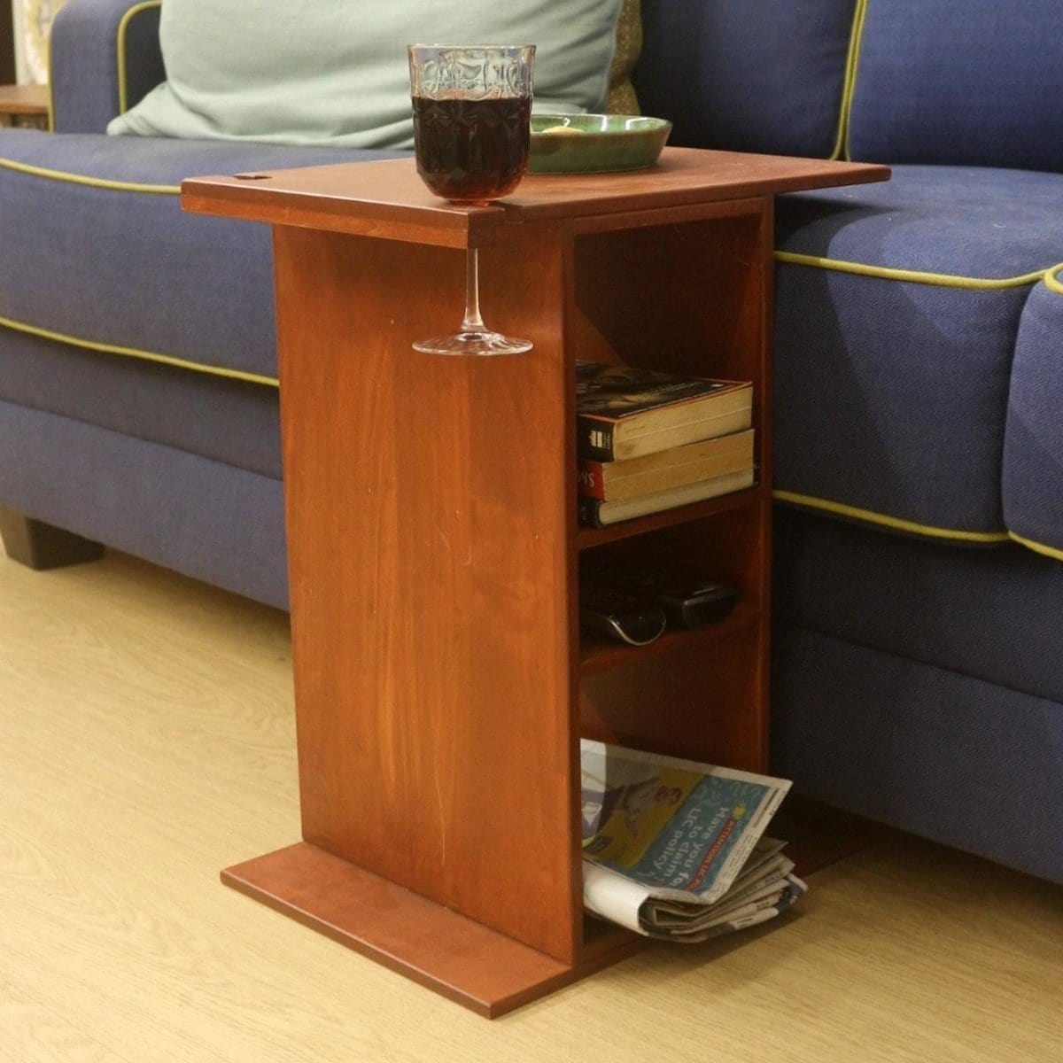 Barish Sofa Table Centre Stand (With Space for your Wine Glass) Firewood BH0003FW Best Home Decor Handcrafted