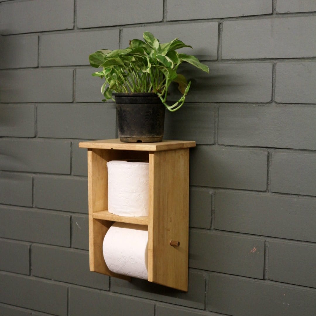 Barish Tissue Paper Holder (Wall Unit) Rubberwood BH0084RW Best Home Decor Handcrafted