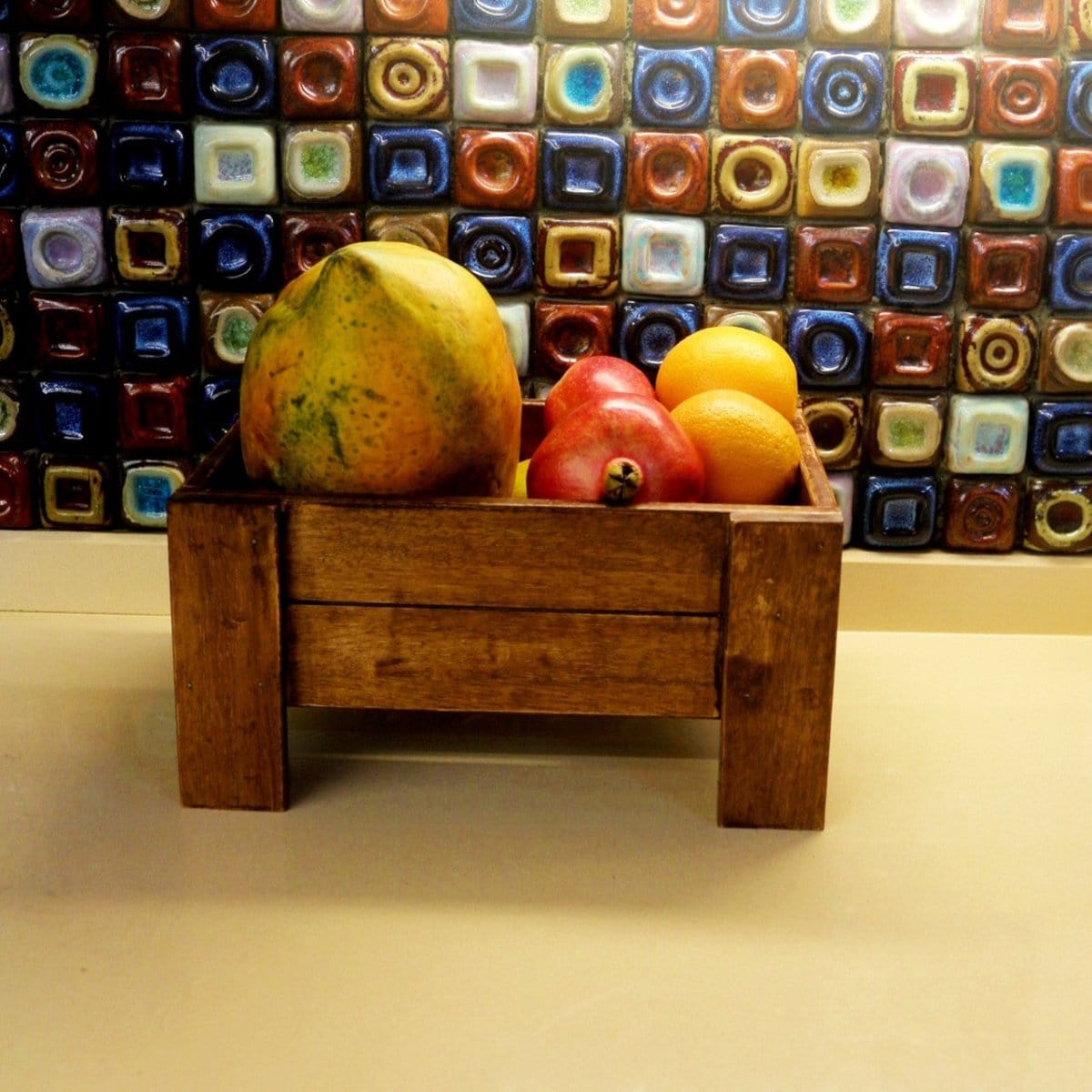 Barish Veg & Fruit Simple Basket (Single) Walnut BH0055WT Best Home Decor Handcrafted