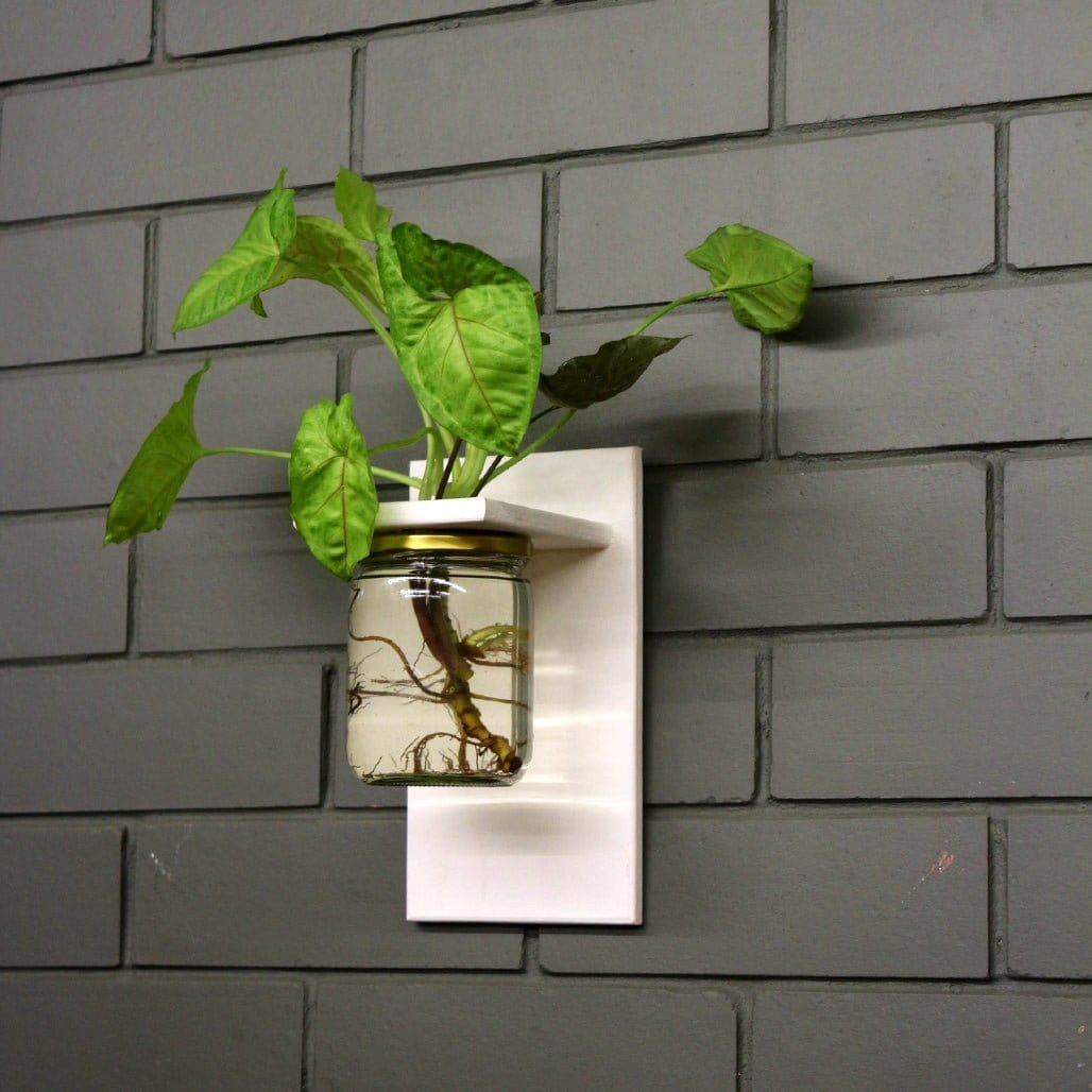 Barish Wall Mounted Planter-Single Jar White BH0063WE Best Home Decor Handcrafted
