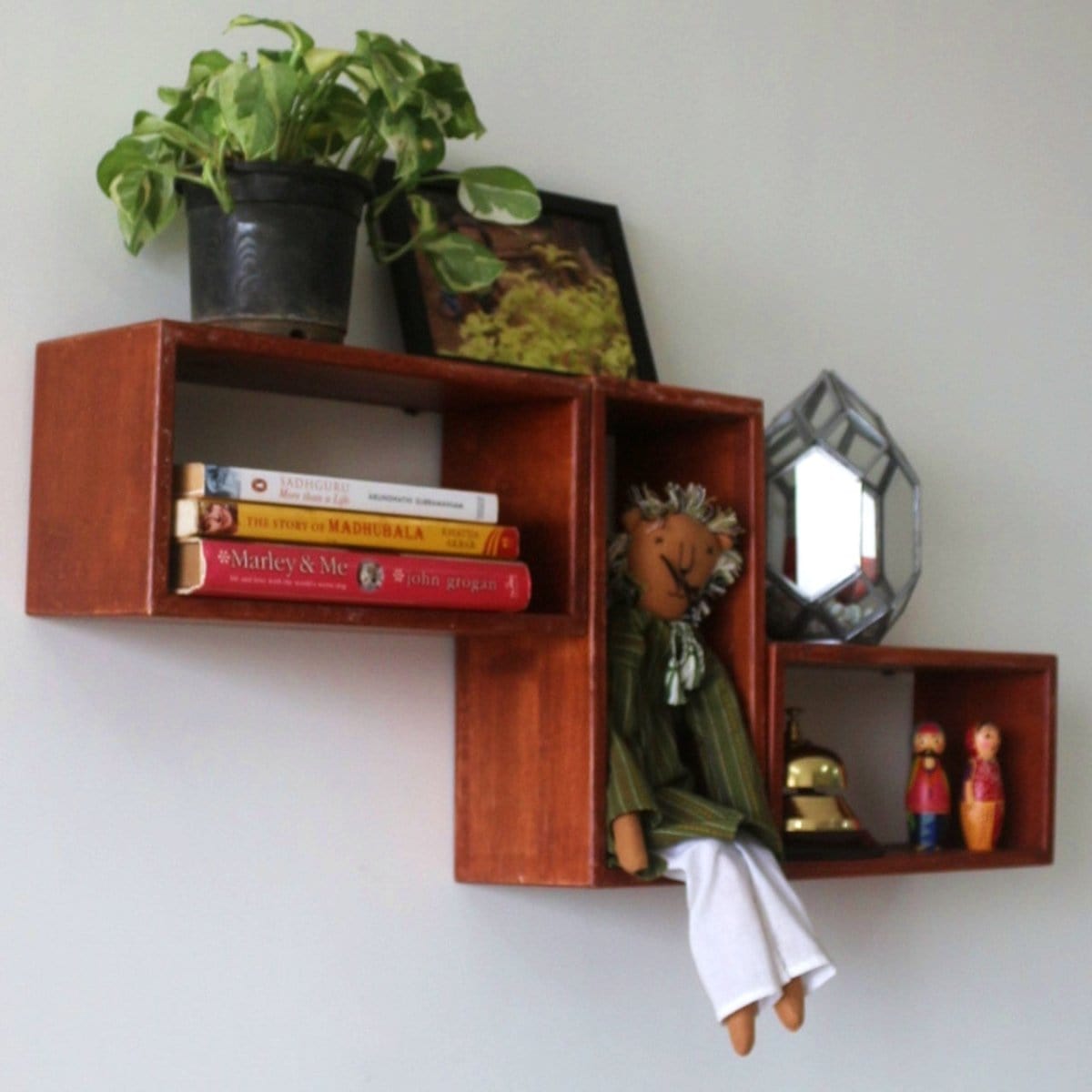 Barish Wall Shelf Rectangular (Set of 3) Firewood BH0021FW Best Home Decor Handcrafted