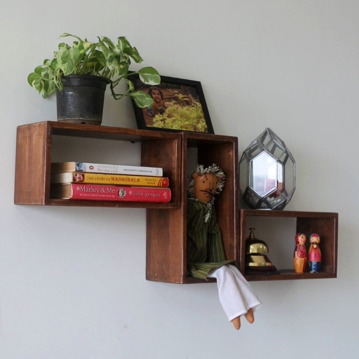 Barish Wall Shelf Rectangular (Set of 3) Walnut BH0021WT Best Home Decor Handcrafted