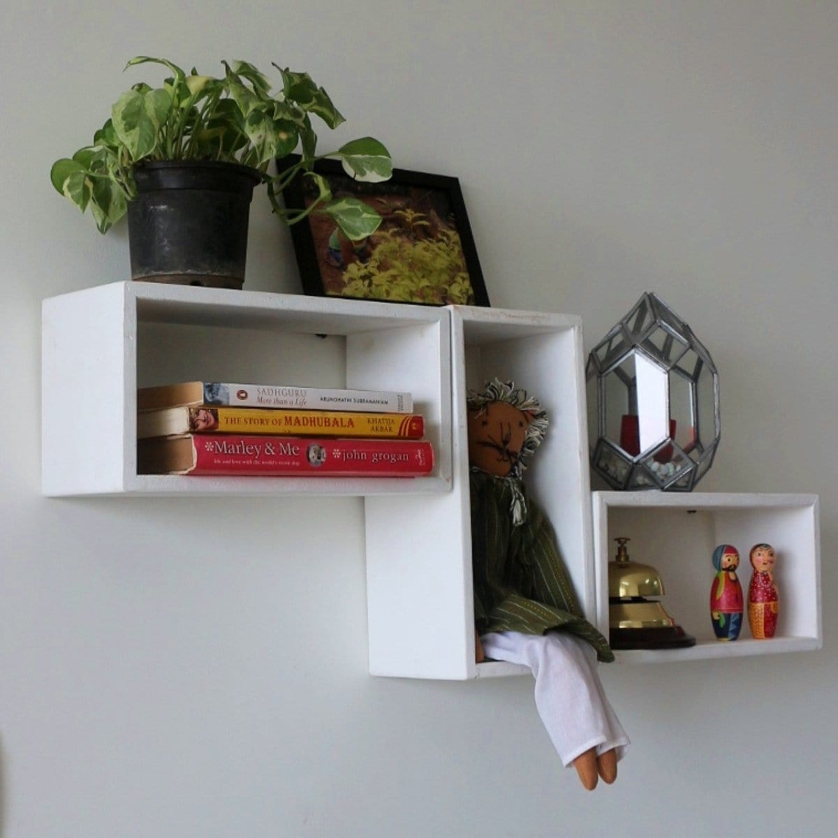 Barish Wall Shelf Rectangular (Set of 3) White BH0021WE Best Home Decor Handcrafted