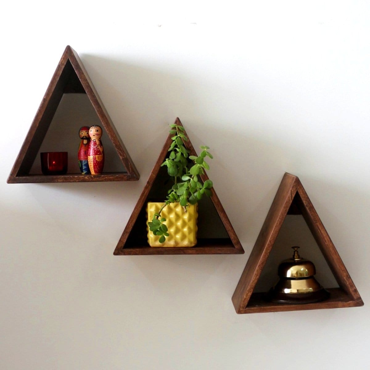 Barish Wall Shelf Triangular (Set of 3) Best Home Decor Handcrafted