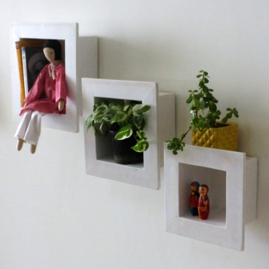 Barish Wall Shelves (Set of 3) White BH0074WE Best Home Decor Handcrafted