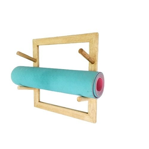 Barish Yoga Mat Holder Wall Mounted Simple RUBBERWOOD BH0158RW Best Home Decor Handcrafted