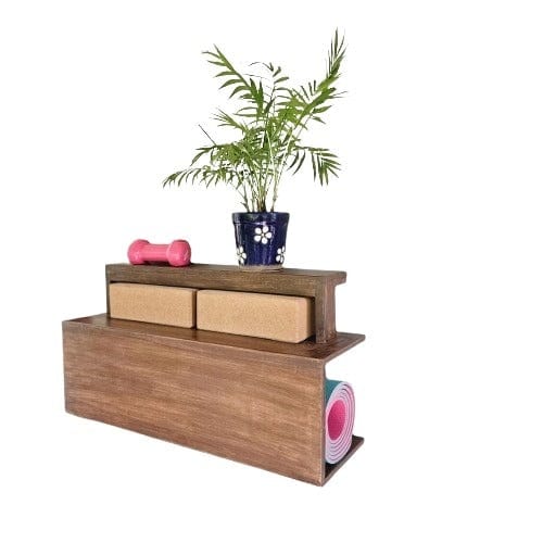 Barish Yoga Mat & Shelf Wall Mounted WALNUT BH0157WT Best Home Decor Handcrafted