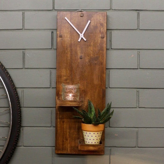 Wall Clock With Planter Space - Barish
